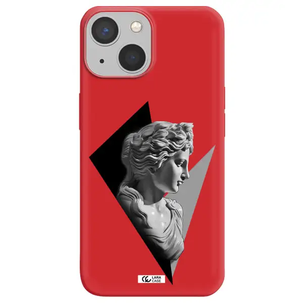 a close-up of a statue Apple iPhone 13 mini Silicone Imperial Red Case