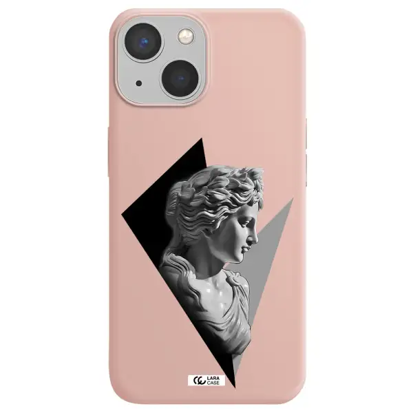 a close-up of a statue Apple iPhone 13 mini Silicone pastel pink Case