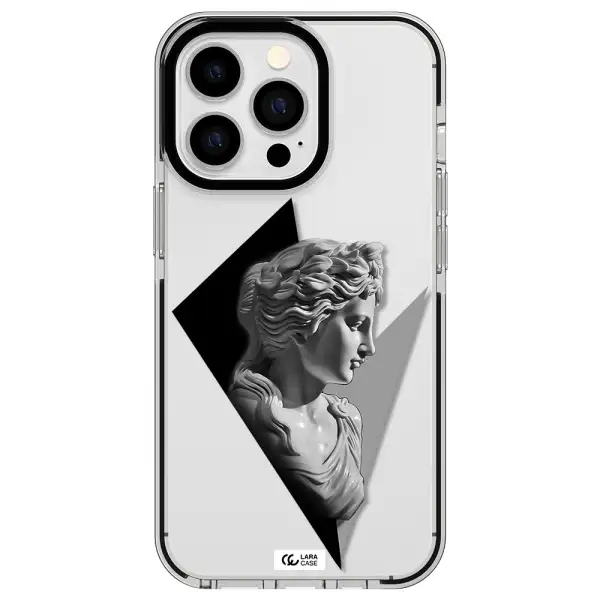 a close-up of a statue Apple iPhone 13 Pro impact black border Case