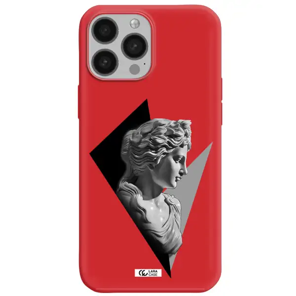 a close-up of a statue Apple iPhone 13 Pro Silicone Imperial Red Case