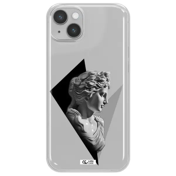 a close-up of a statue Apple iPhone 14 Clear TPU Case