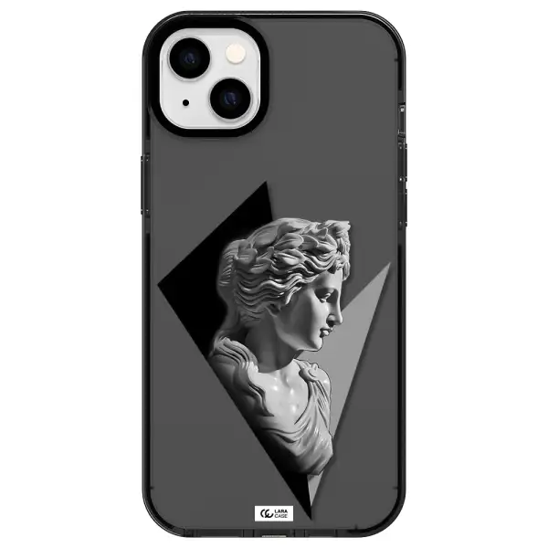 a close-up of a statue Apple iPhone 14 plus impact Smoke Black Case