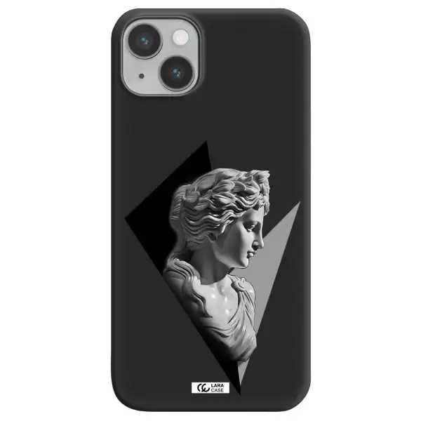 a close-up of a statue Apple iPhone 14 plus Silicone black Case