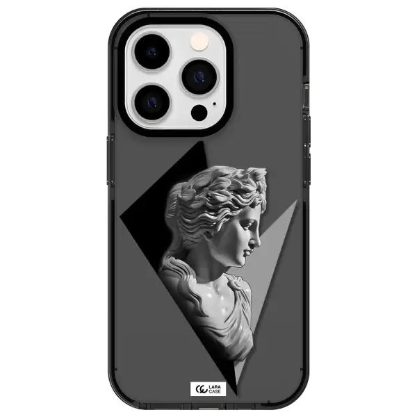 a close-up of a statue Apple iPhone 14 pro impact Smoke Black Case