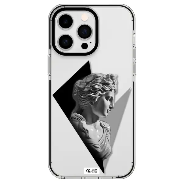 a close-up of a statue Apple iPhone 14 pro max impact black border Case