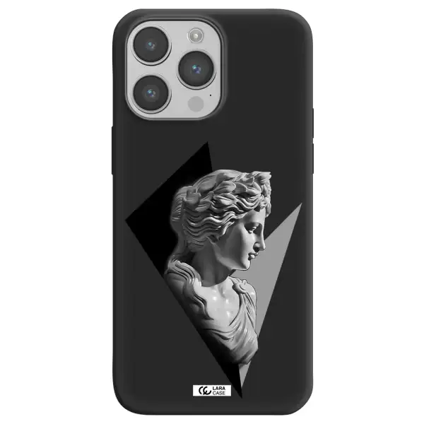 a close-up of a statue Apple iPhone 14 pro max Silicone black Case