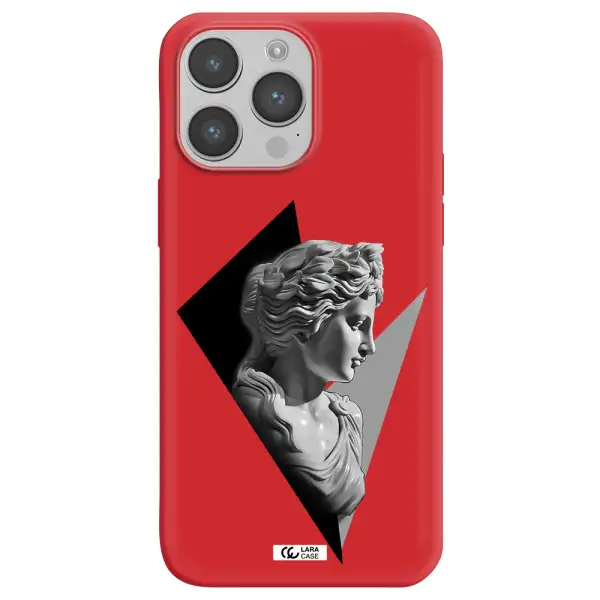 a close-up of a statue Apple iPhone 14 pro max Silicone Imperial Red Case