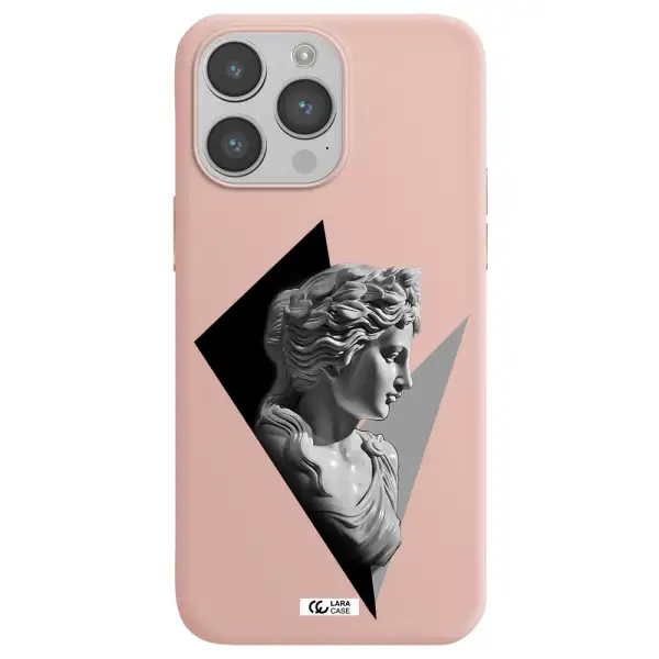 a close-up of a statue Apple iPhone 14 pro max Silicone pastel pink Case