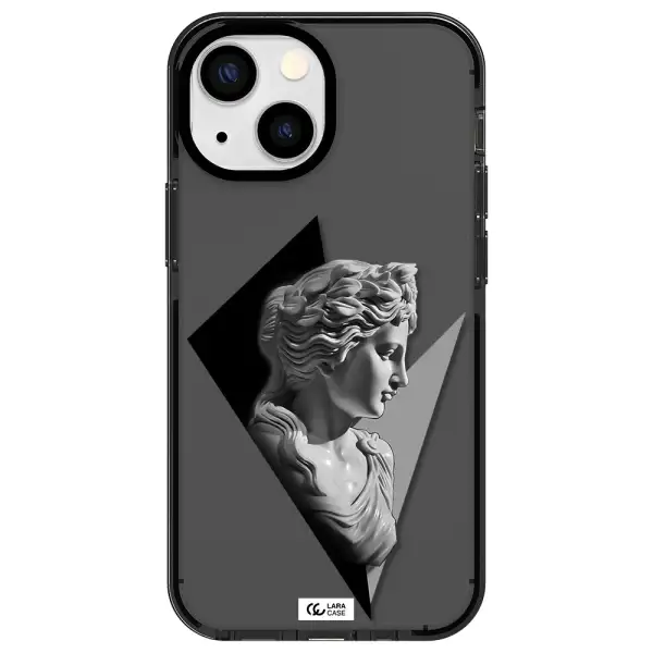 a close-up of a statue Apple iPhone 15 Plus impact Smoke Black Case