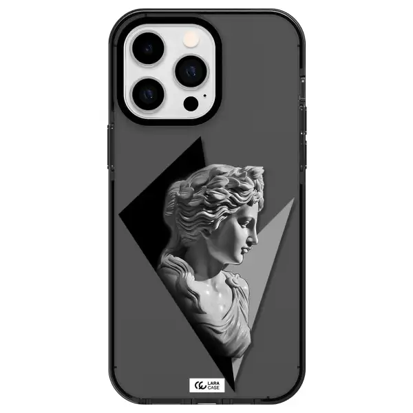 a close-up of a statue Apple iPhone 15 Pro impact Smoke Black Case