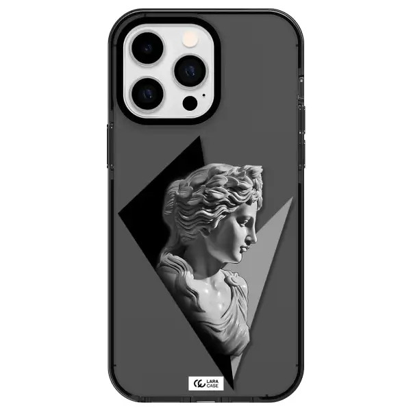 a close-up of a statue Apple iPhone 15 Pro Max impact Smoke Black Case
