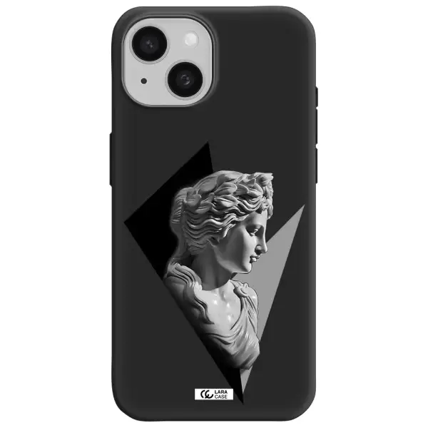 a close-up of a statue Apple iPhone 15 Silicone black Case