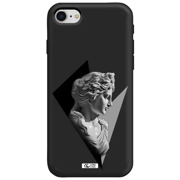 a close-up of a statue Apple iPhone se 2020 Silicone black Case
