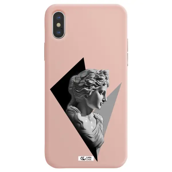 a close-up of a statue Apple iPhone XS Silicone pastel pink Case