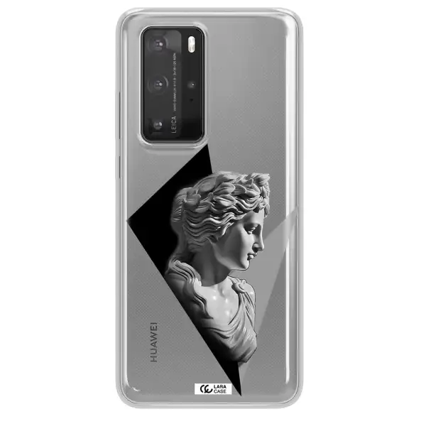 a close-up of a statue Huawei P40 Pro Clear TPU Case