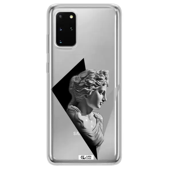 a close-up of a statue Samsung S 20 Plus Clear TPU Case