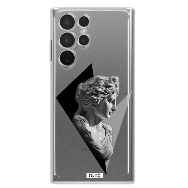 a close-up of a statue Samsung S 22 Ultra Clear TPU Case