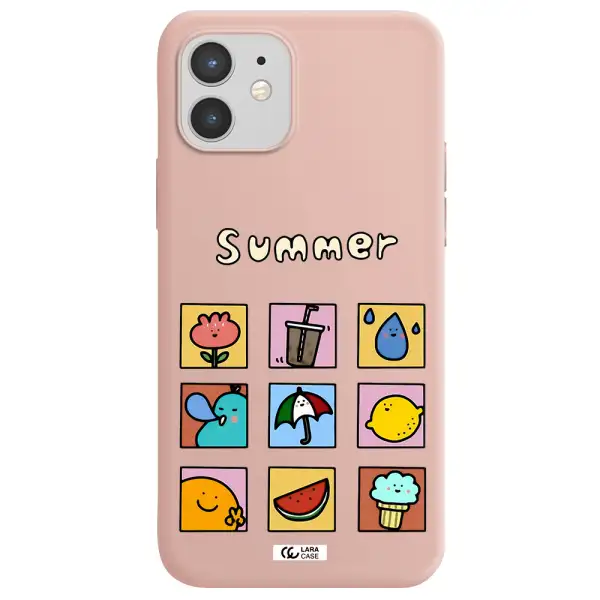 summer vibes Apple iPhone 12 mini Silicone pastel pink Case