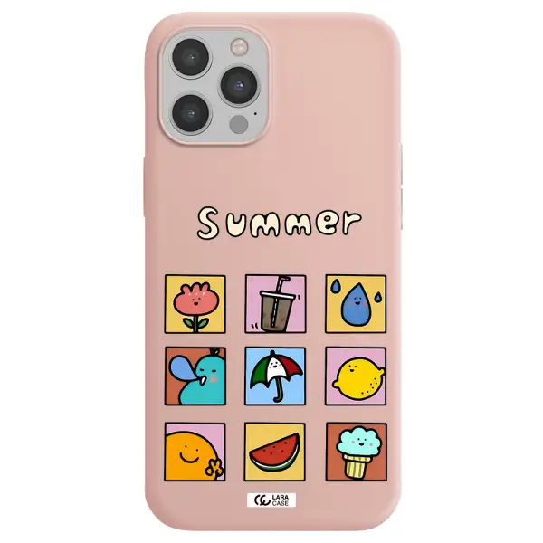summer vibes Apple iPhone 12 pro max Silicone pastel pink Case