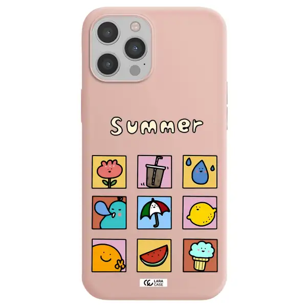 summer vibes Apple iPhone 12 pro Silicone pastel pink Case