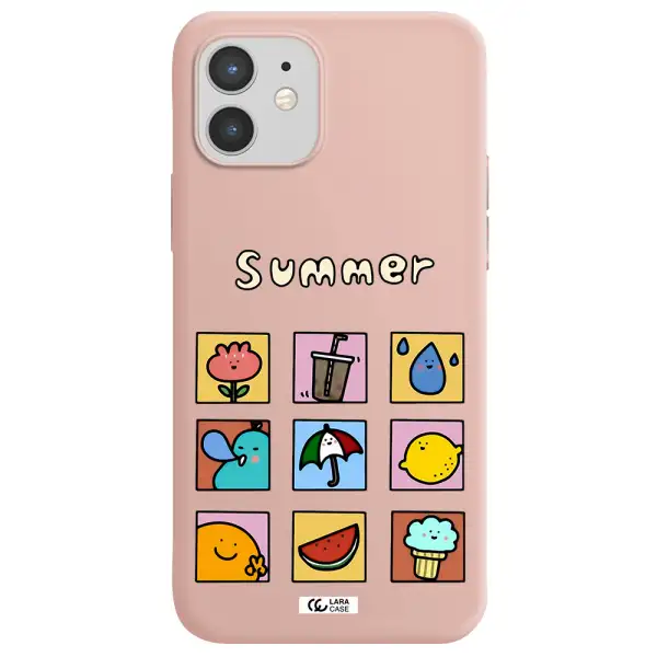 summer vibes Apple iPhone 12 Silicone pastel pink Case