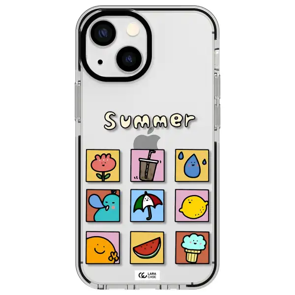 summer vibes Apple iPhone 13 mini impact black border Case