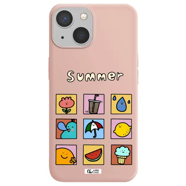 summer vibes Apple iPhone 13 Silicone pastel pink Case