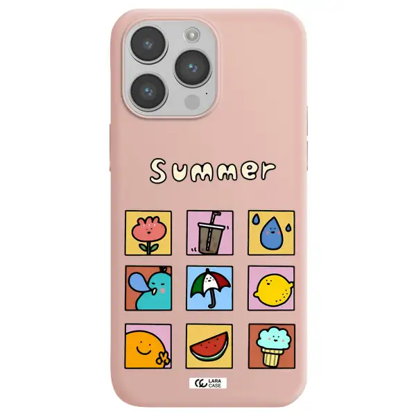 summer vibes Apple iPhone 14 pro Silicone pastel pink Case