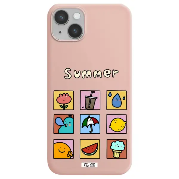 summer vibes Apple iPhone 14 Silicone pastel pink Case