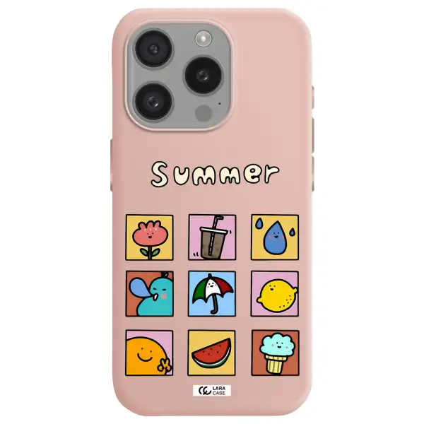 Summer Vibes Apple Iphone 15 Pro Silicone Pastel Pink Case