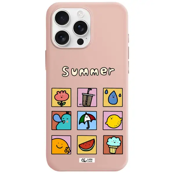 Summer Vibes Apple Iphone 16 Pro Max Silicone Pastel Pink Case