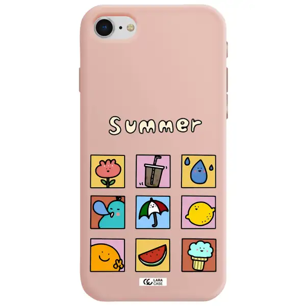 summer vibes Apple iPhone se 2020 Silicone pastel pink Case