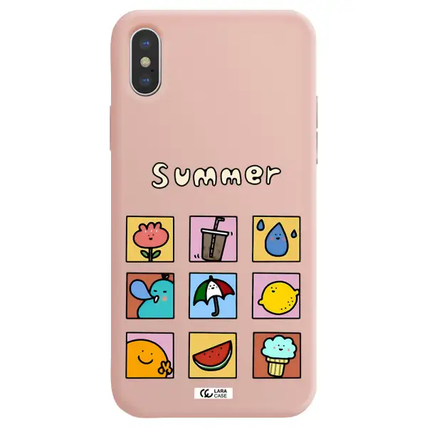 summer vibes Apple iPhone XS Silicone pastel pink Case