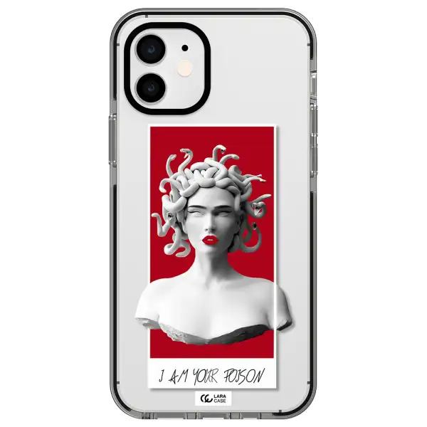 a statue of a woman with snakes on her head Apple iPhone 11 impact black border Case