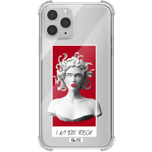 a statue of a woman with snakes on her head Apple iPhone 11 pro Clear PC Case