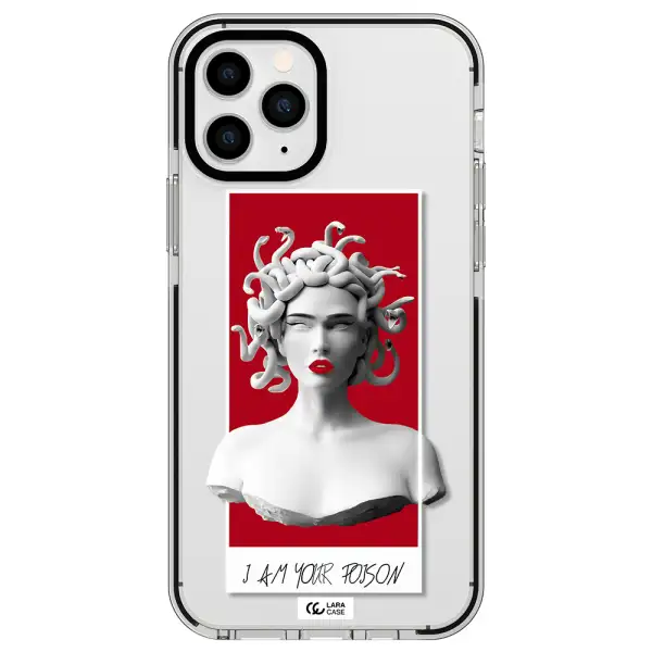 a statue of a woman with snakes on her head Apple iPhone 11 pro impact black border Case