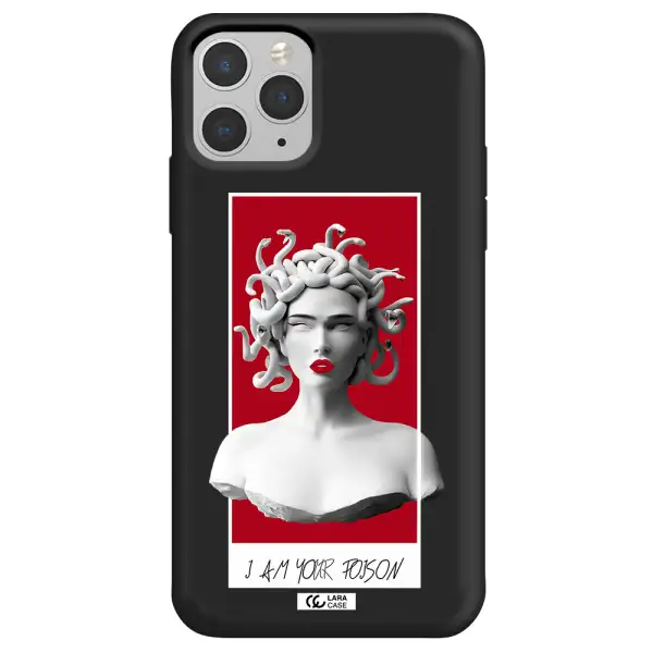 a statue of a woman with snakes on her head Apple iPhone 11 pro max Silicone black Case