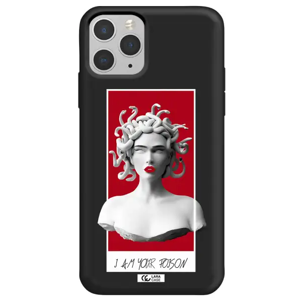 a statue of a woman with snakes on her head Apple iPhone 11 pro Silicone black Case