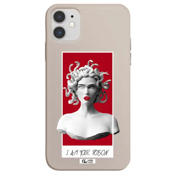 a statue of a woman with snakes on her head Apple iPhone 11 Silicone Stone Case