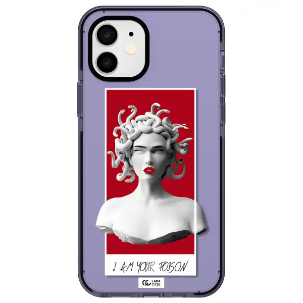 a statue of a woman with snakes on her head Apple iPhone 12 impact Lilac Case