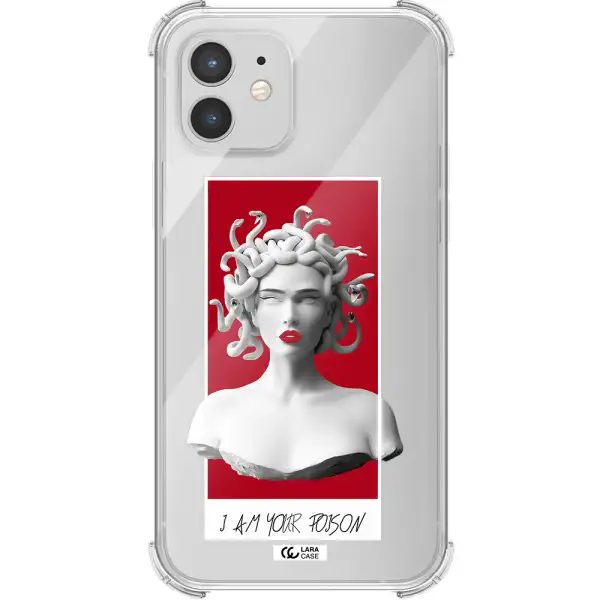 a statue of a woman with snakes on her head Apple iPhone 12 mini Clear PC Case