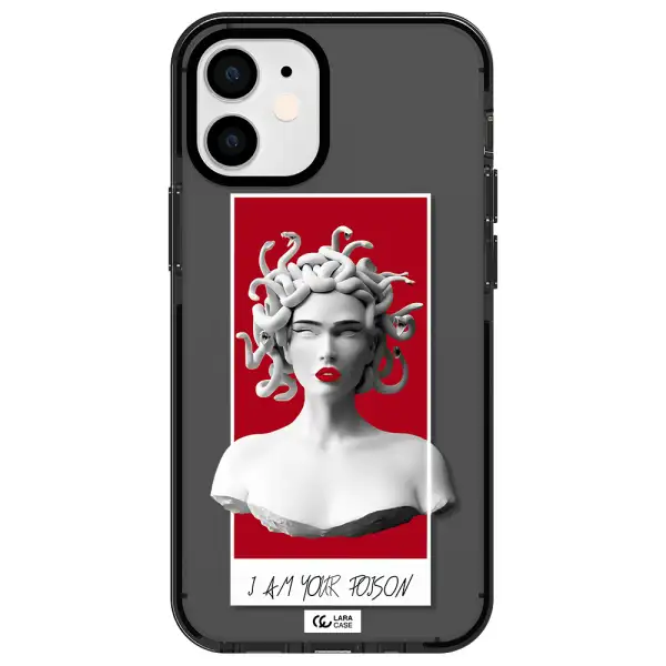 a statue of a woman with snakes on her head Apple iPhone 12 mini impact Smoke Black Case