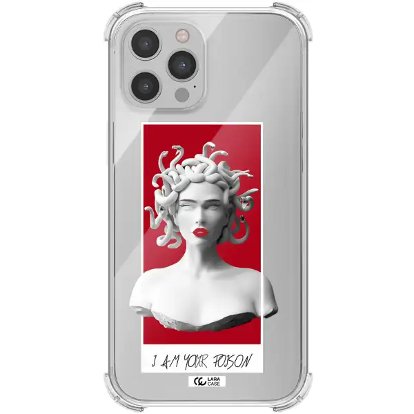 a statue of a woman with snakes on her head Apple iPhone 12 pro max Clear PC Case