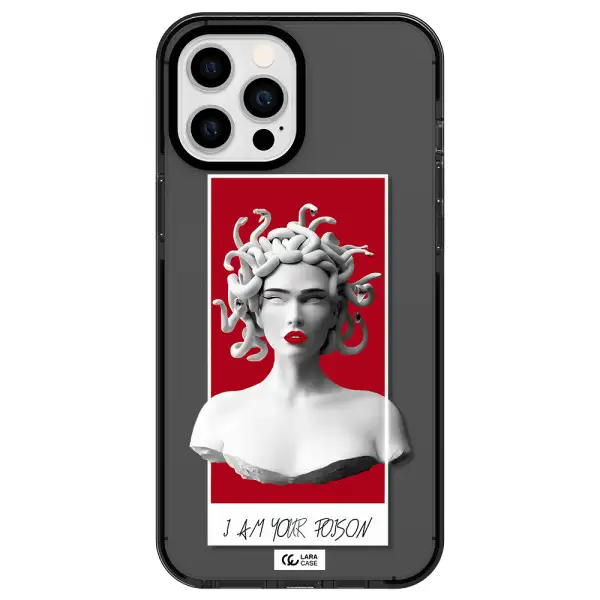 a statue of a woman with snakes on her head Apple iPhone 12 pro max impact Smoke Black Case