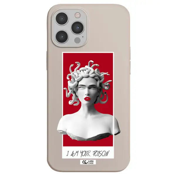 a statue of a woman with snakes on her head Apple iPhone 12 pro Silicone Stone Case