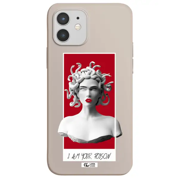 a statue of a woman with snakes on her head Apple iPhone 12 Silicone Stone Case