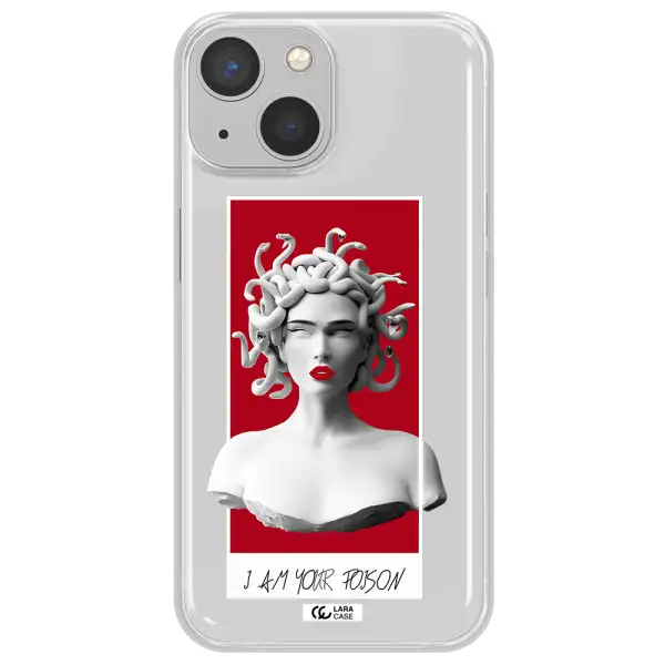 a statue of a woman with snakes on her head Apple iPhone 13 Clear TPU Case