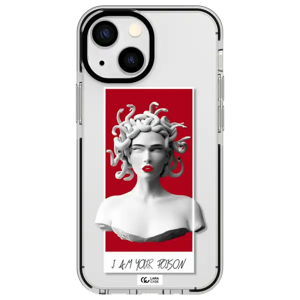a statue of a woman with snakes on her head Apple iPhone 13 mini impact black border Case