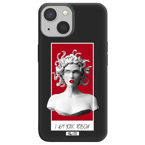 a statue of a woman with snakes on her head Apple iPhone 13 mini Silicone black Case