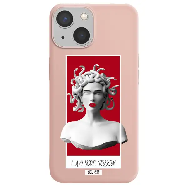 a statue of a woman with snakes on her head Apple iPhone 13 mini Silicone pastel pink Case